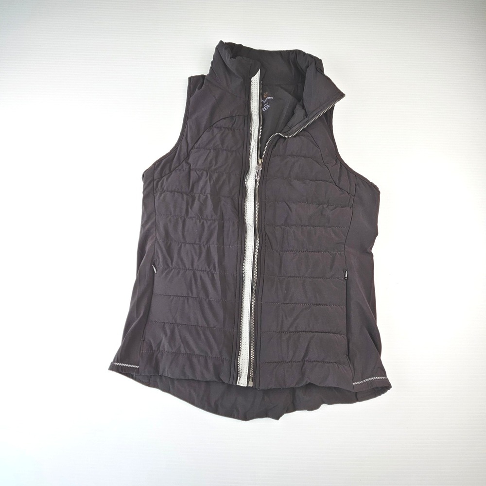 Tangerine Womens Black Quilted Puffer Vest Full Zip Activewear Small F9326EG232